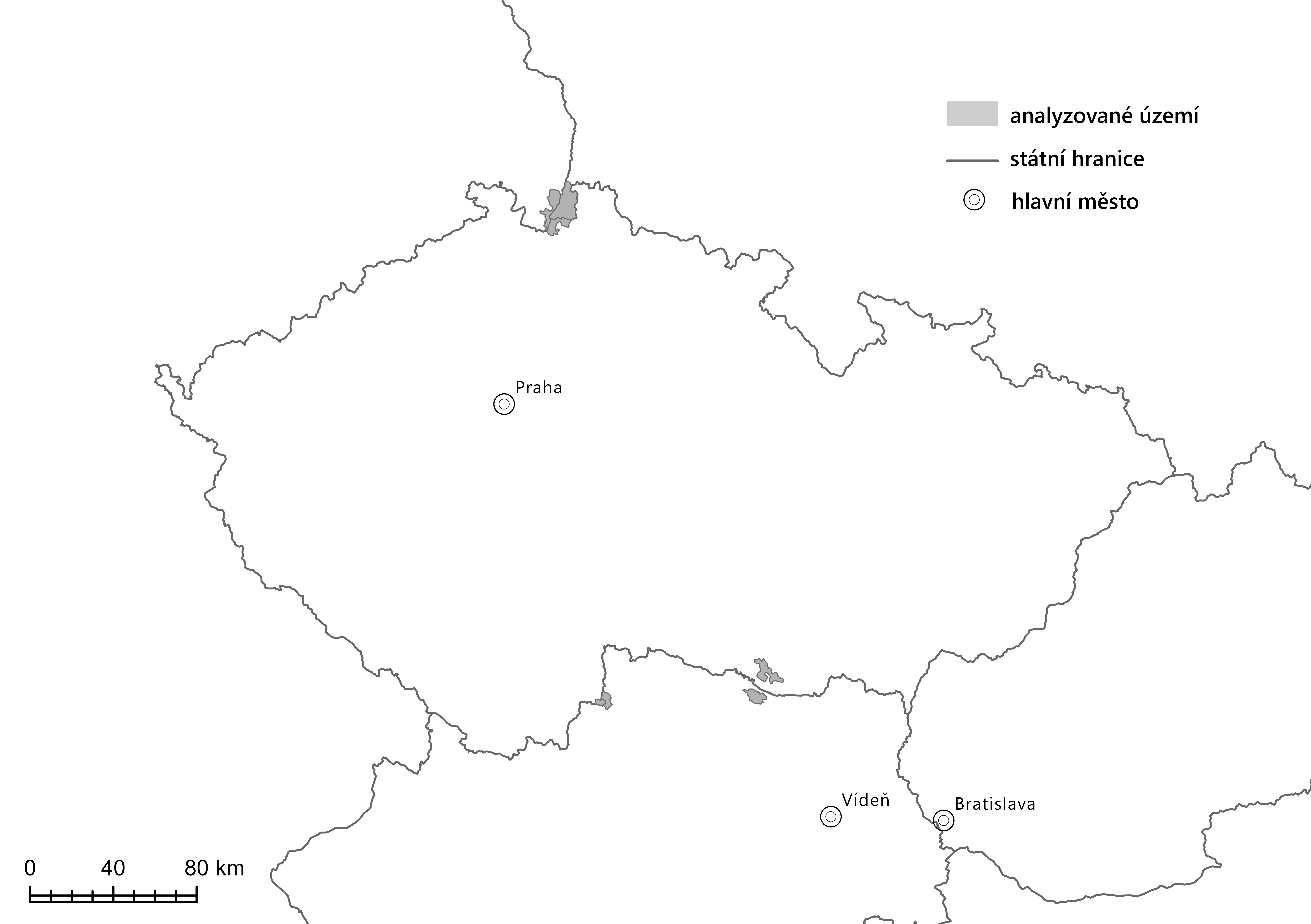 Analyzované území vybraných dvojměstí