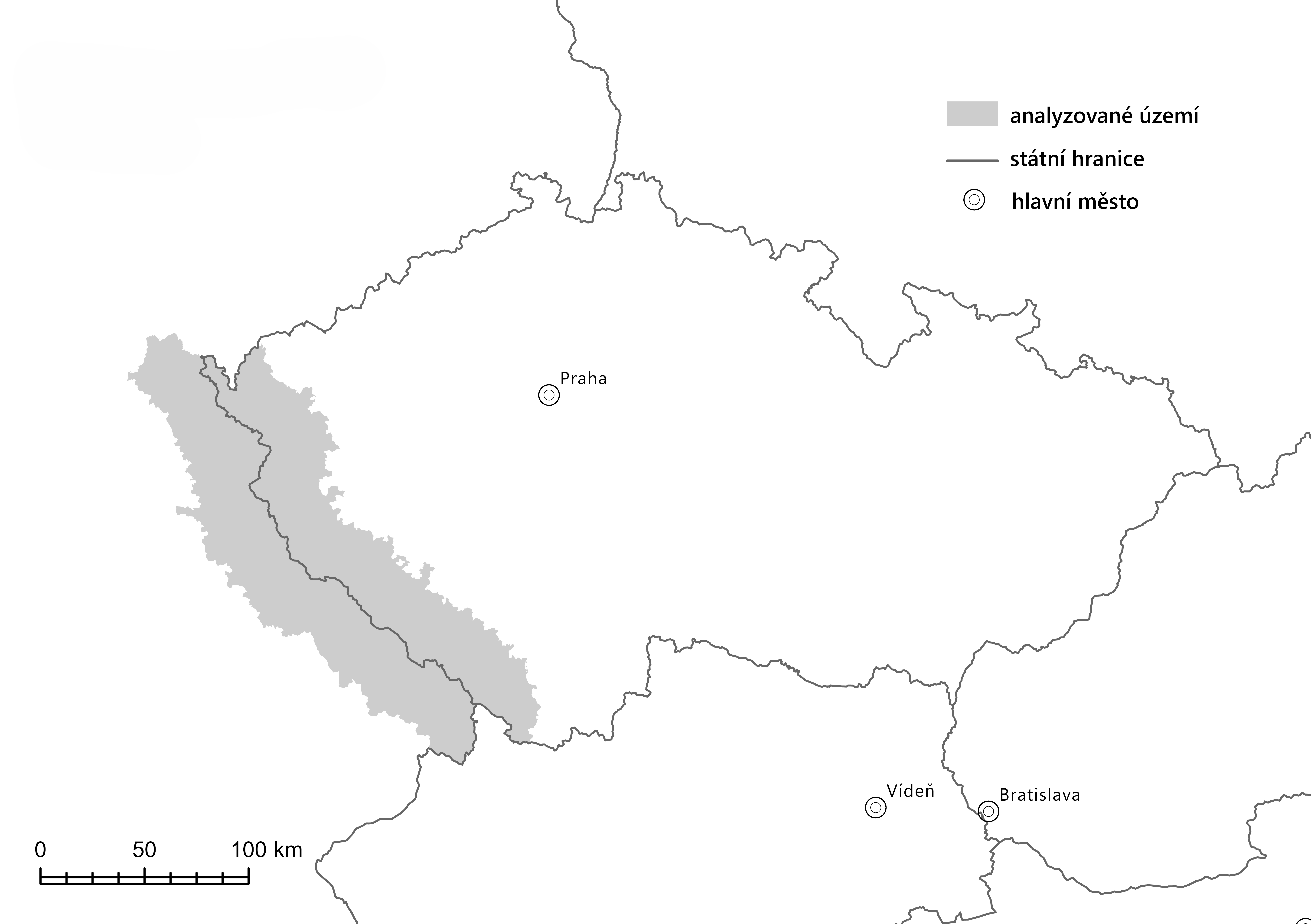 Analyzované území česko-bavorského perimetru