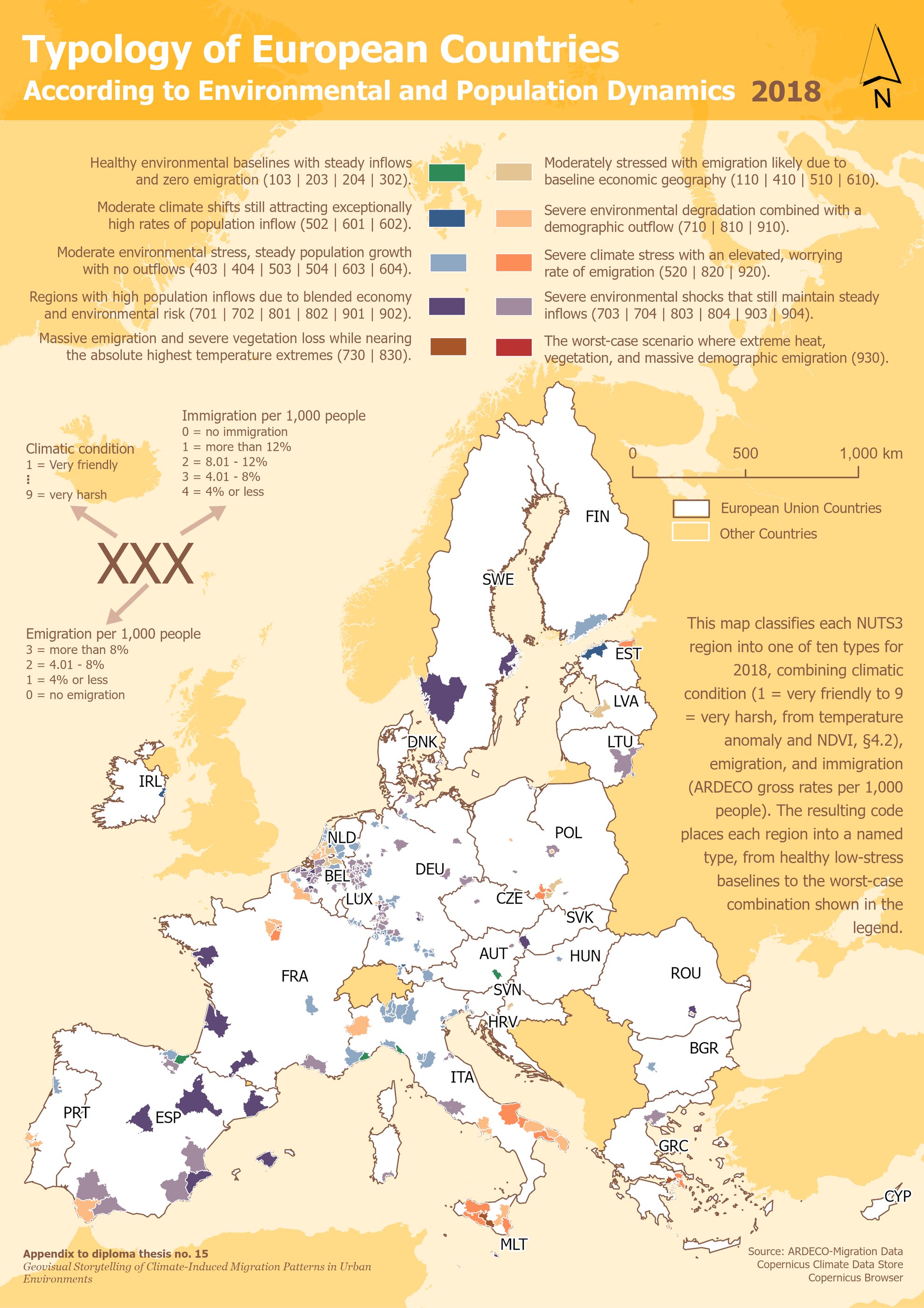 Typology of European Countries map for 2018