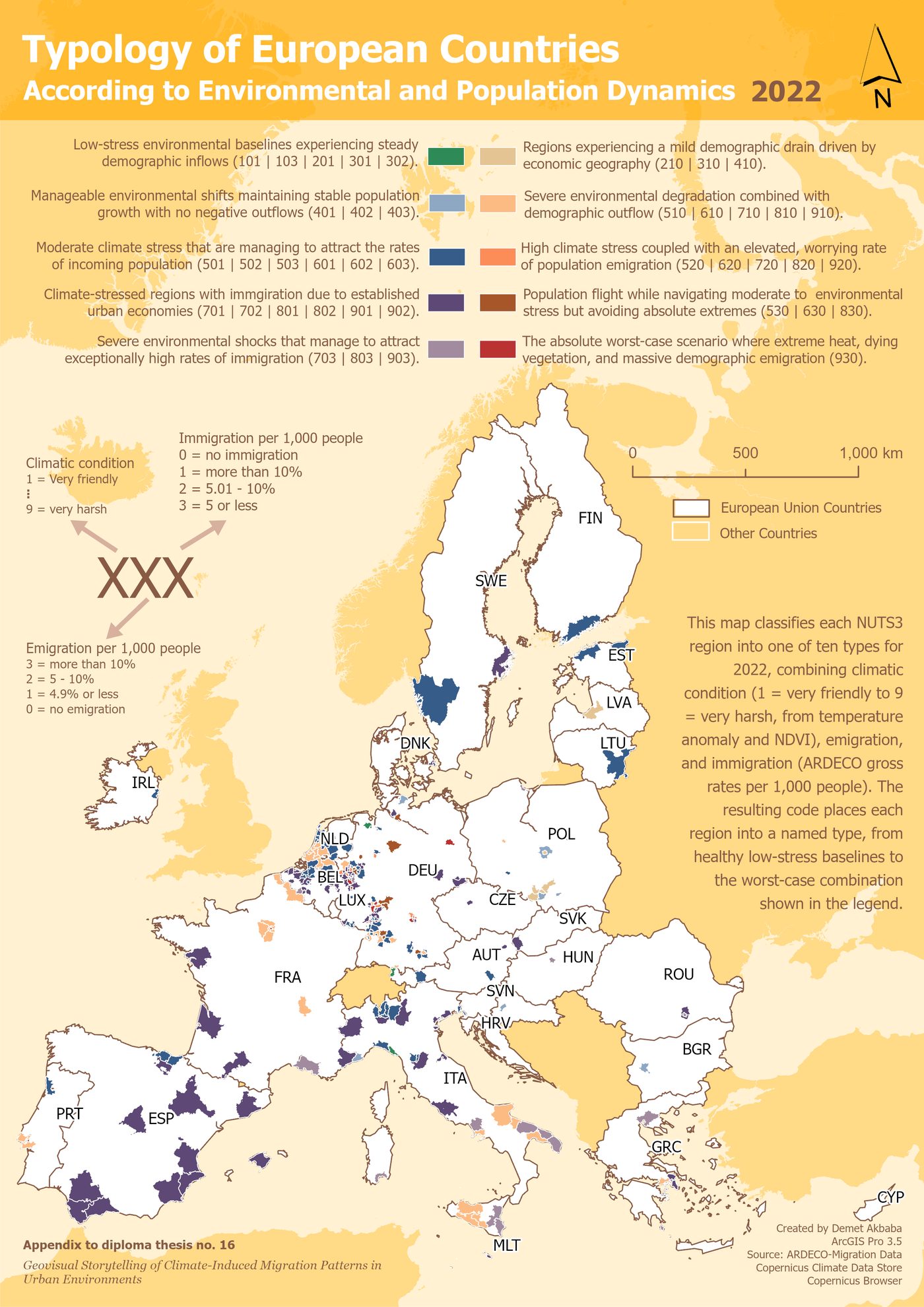 Typology of European Countries map for 2022