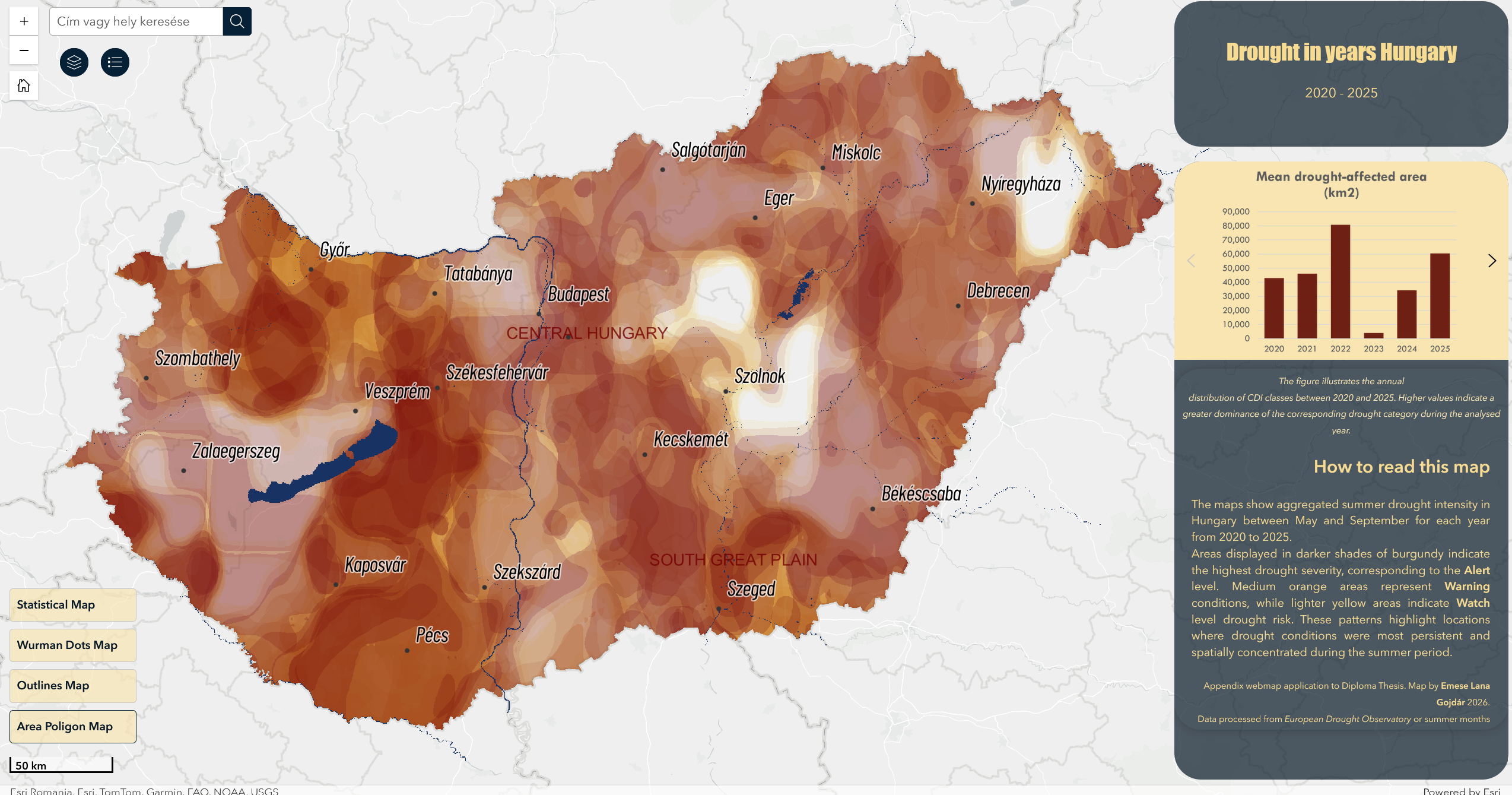 Drought in years Hungary