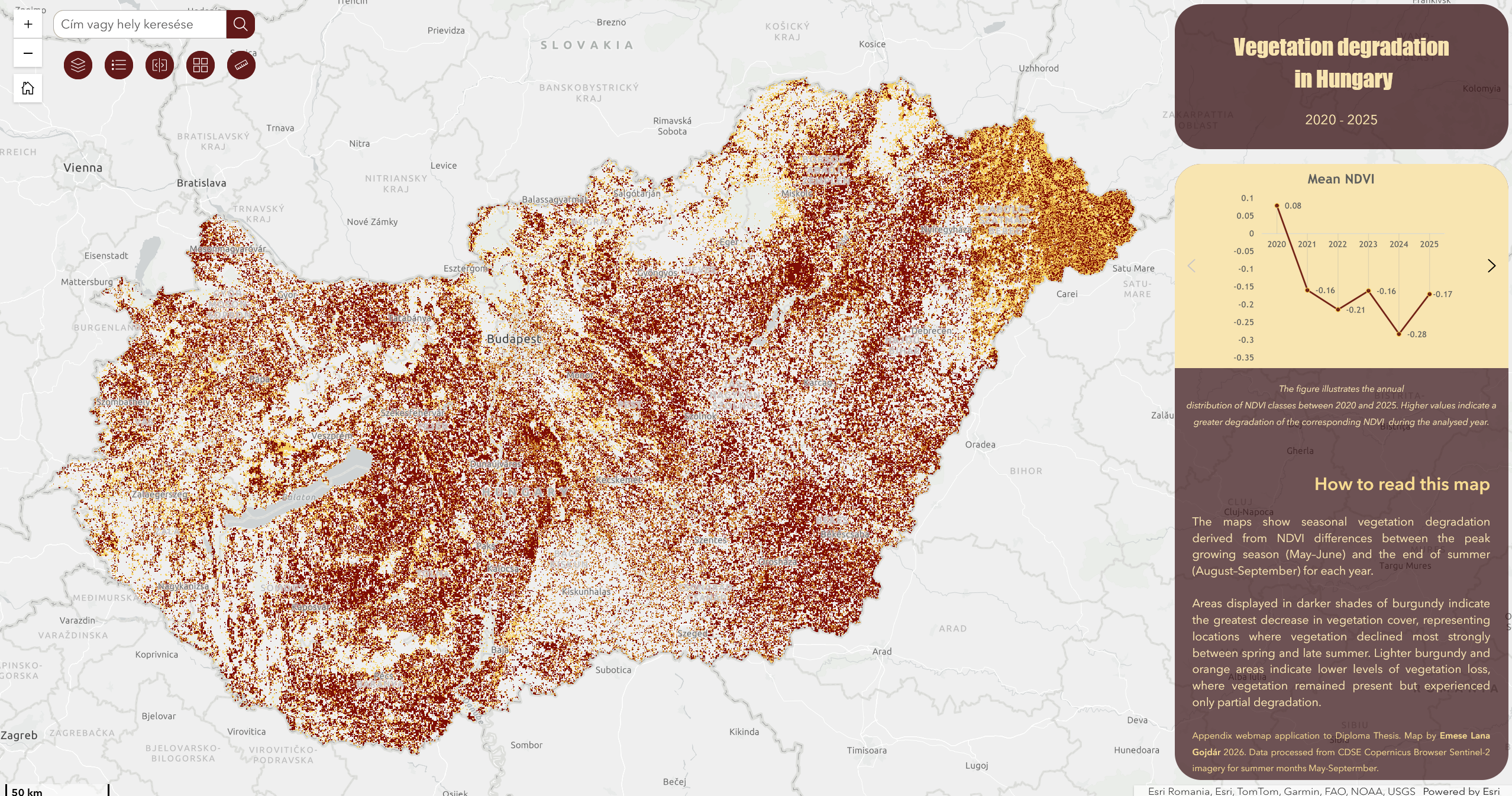 Vegetation degradation in Hungary