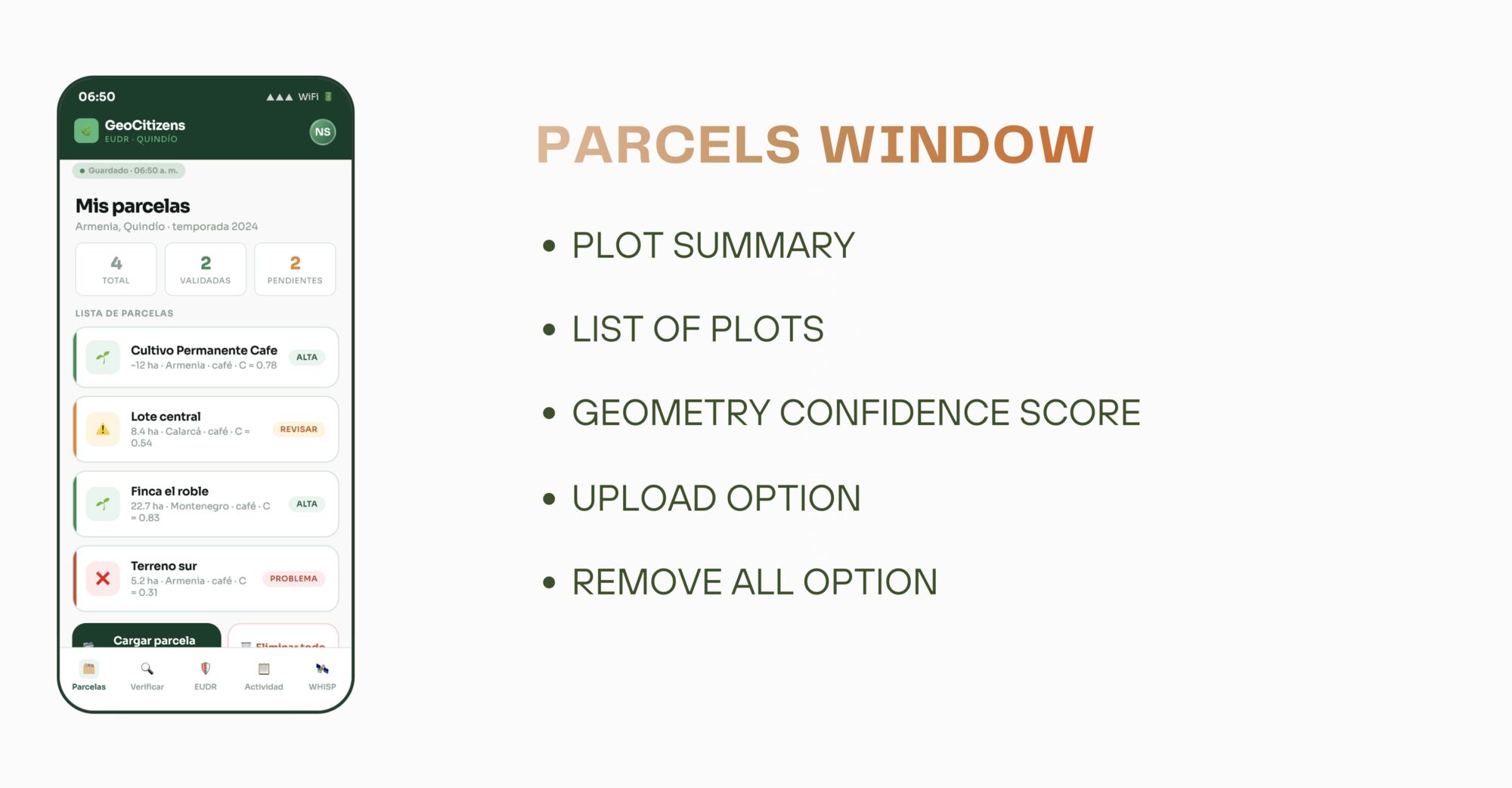 GeoFarmer parcels dashboard